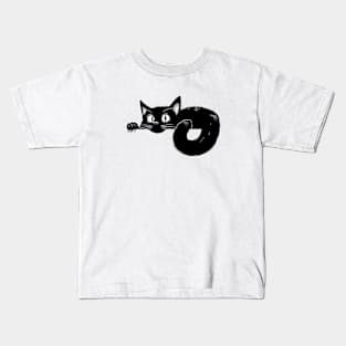 black cat peek Kids T-Shirt